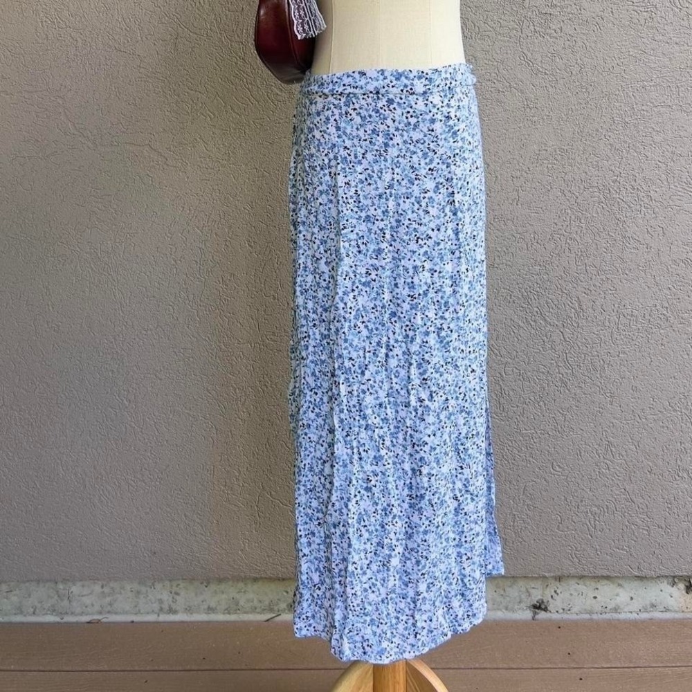 Cotton On Blue White Floral Midi Skirt Size Small Boho Cottage